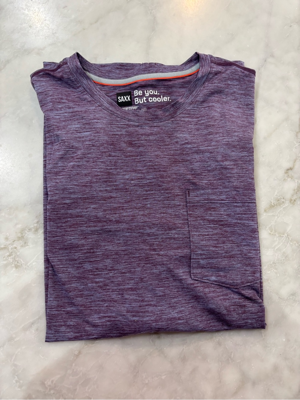 Saxx Men's Heathered Purple Short-Sleeve Pocket Tee